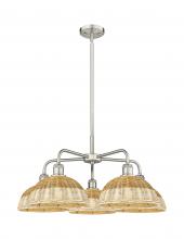 Innovations Lighting 516-5CR-SN-NBD2-9-NAT - Bristol Natural II - 5 Light - 28 inch - Satin Nickel - Stem hung - Chandelier