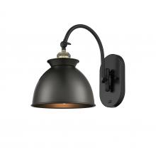 Innovations Lighting 518-1W-BAB-M14-BK - Adirondack - 1 Light - 8 inch - Black Antique Brass - Adjustable Swing Arm
