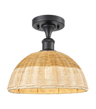 Innovations Lighting 616-1F-BK-NBD2-12-NAT - Bristol Natural II - 1 Light - 12 inch - Matte Black - Semi-Flush Mount