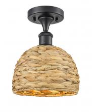 Innovations Lighting 616-1F-BK-RBD-8-NAT - Woven Rattan - 1 Light - 8 inch - Matte Black - Semi-Flush Mount