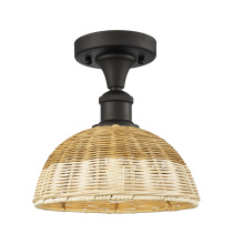Innovations Lighting 616-1F-OB-NBD2-9-NAT - Bristol Natural II - 1 Light - 9 inch - Oil Rubbed Bronze - Semi-Flush Mount