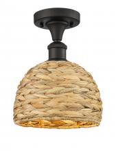 Innovations Lighting 616-1F-OB-RBD-8-NAT - Woven Rattan - 1 Light - 8 inch - Oil Rubbed Bronze - Semi-Flush Mount