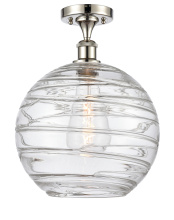 Innovations Lighting 616-1F-PN-G1213-12CL - Athens Deco Swirl - 1 Light - 12 inch - Polished Nickel - Semi-Flush Mount
