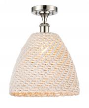 Innovations Lighting 616-1F-PN-NBD-12-NAT - Bristol Natural - 1 Light - 6 inch - Polished Nickel - Semi-Flush Mount