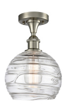 Innovations Lighting 616-1F-SN-G1213-8CL - Athens Deco Swirl - 1 Light - 8 inch - Brushed Satin Nickel - Semi-Flush Mount