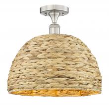Innovations Lighting 616-1F-SN-RBD-16-NAT - Woven Rattan - 1 Light - 16 inch - Brushed Satin Nickel - Semi-Flush Mount