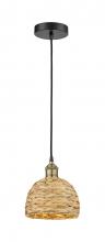 Innovations Lighting 616-1P-BAB-RBD-8-NAT - Woven Rattan - 1 Light - 8 inch - Black Antique Brass - Mini Pendant