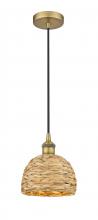 Innovations Lighting 616-1P-BB-RBD-8-NAT - Woven Rattan - 1 Light - 8 inch - Brushed Brass - Mini Pendant