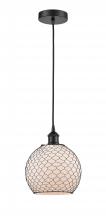 Innovations Lighting 616-1P-BK-G121-8CBK - Farmhouse Chicken Wire - 1 Light - 8 inch - Matte Black - Cord hung - Mini Pendant