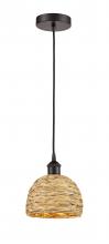 Innovations Lighting 616-1P-OB-RBD-8-NAT - Woven Rattan - 1 Light - 8 inch - Oil Rubbed Bronze - Mini Pendant