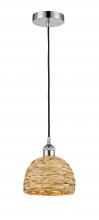 Innovations Lighting 616-1P-PC-RBD-8-NAT - Woven Rattan - 1 Light - 8 inch - Polished Chrome - Mini Pendant