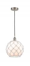 Innovations Lighting 616-1P-SN-G121-10RW - Farmhouse Rope - 1 Light - 10 inch - Brushed Satin Nickel - Cord hung - Mini Pendant