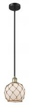 Innovations Lighting 616-1S-BAB-G121-8RB - Farmhouse Rope - 1 Light - 8 inch - Black Antique Brass - Stem hung - Mini Pendant