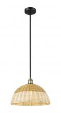 Innovations Lighting 616-1S-BAB-NBD2-16-NAT - Bristol Natural II - 1 Light - 16 inch - Black Antique Brass - Stem hung - Mini Pendant
