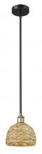 Innovations Lighting 616-1S-BAB-RBD-8-NAT - Woven Rattan - 1 Light - 8 inch - Black Antique Brass - Mini Pendant