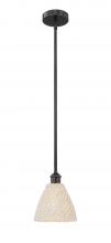 Innovations Lighting 616-1S-BK-NBD-75-NAT - Bristol Natural - 1 Light - 6 inch - Matte Black - Mini Pendant