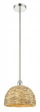 Innovations Lighting 616-1S-PN-RBD-12-NAT - Woven Rattan - 1 Light - 12 inch - Polished Nickel - Stem hung - Mini Pendant