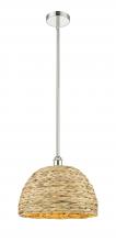 Innovations Lighting 616-1S-PN-RBD-16-NAT - Woven Rattan - 1 Light - 16 inch - Polished Nickel - Stem hung - Mini Pendant