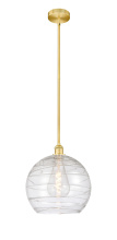 Innovations Lighting 616-1S-SG-G1213-14CL - Athens Deco Swirl - 1 Light - 14 inch - Satin Gold - Stem hung - Mini Pendant