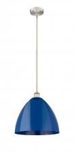 Innovations Lighting 616-1S-SN-MBD-16-BL - Plymouth - 1 Light - 16 inch - Brushed Satin Nickel - Stem hung - Mini Pendant