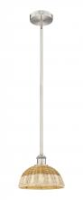 Innovations Lighting 616-1S-SN-NBD2-9-NAT - Bristol Natural II - 1 Light - 9 inch - Brushed Satin Nickel - Stem hung - Mini Pendant