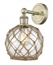 Innovations Lighting 616-1W-AB-G122-8RB - Farmhouse Rope - 1 Light - 8 inch - Antique Brass - Sconce