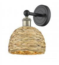 Innovations Lighting 616-1W-BAB-RBD-8-NAT - Woven Rattan - 1 Light - 8 inch - Black Antique Brass - Sconce