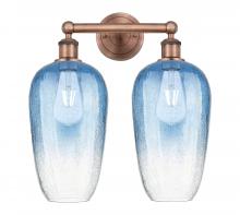 Innovations Lighting 616-2W-AC-G484-7SB - Brookhaven Flute - 2 Light - 16 inch - Antique Copper - Bath Vanity Light