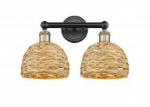 Innovations Lighting 616-2W-BAB-RBD-8-NAT - Woven Rattan - 2 Light - 17 inch - Black Antique Brass - Bath Vanity Light