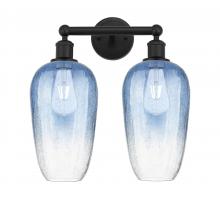 Innovations Lighting 616-2W-BK-G484-7SB - Brookhaven Flute - 2 Light - 16 inch - Matte Black - Bath Vanity Light