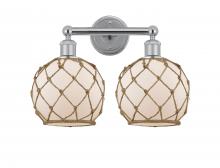 Innovations Lighting 616-2W-PC-G121-8RB - Farmhouse Rope - 2 Light - 17 inch - Polished Chrome - Bath Vanity Light