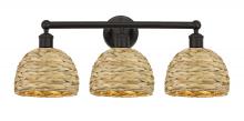 Innovations Lighting 616-3W-OB-RBD-8-NAT - Woven Rattan - 3 Light - 26 inch - Oil Rubbed Bronze - Bath Vanity Light