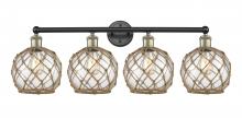 Innovations Lighting 616-4W-BAB-G122-8RB - Farmhouse Rope - 4 Light - 35 inch - Black Antique Brass - Bath Vanity Light