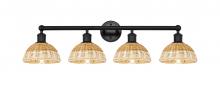 Innovations Lighting 616-4W-BK-NBD2-75-NAT - Bristol Natural II - 4 Light - 35 inch - Matte Black - Bath Vanity Light