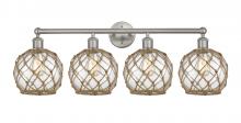 Innovations Lighting 616-4W-SN-G122-8RB - Farmhouse Rope - 4 Light - 35 inch - Brushed Satin Nickel - Bath Vanity Light