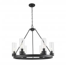 Innovations Lighting 617-6CR-BK-G617-8CL - Boreas - 6 Light - 29 inch - Matte Black - Chandelier