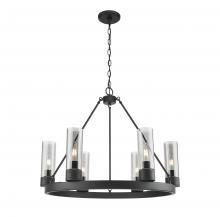 Innovations Lighting 617-6CR-BK-G617-8SM - Boreas - 6 Light - 29 inch - Matte Black - Chandelier
