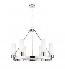 Innovations Lighting 617-6CR-PN-G617-8SWH - Boreas - 6 Light - 29 inch - Polished Nickel - Chandelier