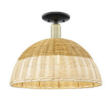 Innovations Lighting 716-1C-BAB-NBD2-16-NAT - Natural Ballston Dome - 1 Light - 6 inch - Black Antique Brass - Semi-Flush Mount