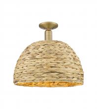 Innovations Lighting 716-1C-BB-RBD-16-NAT - Woven Rattan - 1 Light - 16 inch - Brushed Brass - Semi-Flush Mount