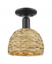Innovations Lighting 716-1C-BK-RBD-8-NAT - Woven Rattan - 1 Light - 8 inch - Matte Black - Semi-Flush Mount