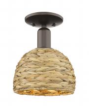 Innovations Lighting 716-1C-OB-RBD-8-NAT - Woven Rattan - 1 Light - 8 inch - Oil Rubbed Bronze - Semi-Flush Mount