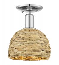 Innovations Lighting 716-1C-PC-RBD-8-NAT - Woven Rattan - 1 Light - 8 inch - Polished Chrome - Semi-Flush Mount