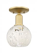 Innovations Lighting 716-1C-SG-G1216-6WM - White Mouchette - 1 Light - 6 inch - Satin Gold - Semi-Flush Mount
