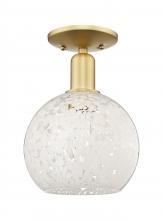 Innovations Lighting 716-1C-SG-G1216-8WM - White Mouchette - 1 Light - 8 inch - Satin Gold - Semi-Flush Mount