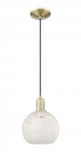 Innovations Lighting 716-1P-AB-G1216-8WM - White Mouchette - 1 Light - 8 inch - Antique Brass - Cord hung - Mini Pendant