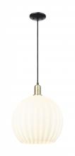 Innovations Lighting 716-1P-BAB-G1217-14WV - White Venetian - 1 Light - 14 inch - Black Antique Brass - Cord hung - Mini Pendant
