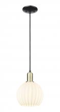Innovations Lighting 716-1P-BAB-G1217-8WV - White Venetian - 1 Light - 8 inch - Black Antique Brass - Cord hung - Mini Pendant