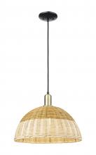 Innovations Lighting 716-1P-BAB-NBD2-16-NAT - Natural Ballston Dome - 1 Light - 6 inch - Black Antique Brass - Cord hung - Mini Pendant