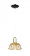 Innovations Lighting 716-1P-BAB-NBD2-75-NAT - Natural Ballston Dome - 1 Light - 6 inch - Black Antique Brass - Cord hung - Mini Pendant